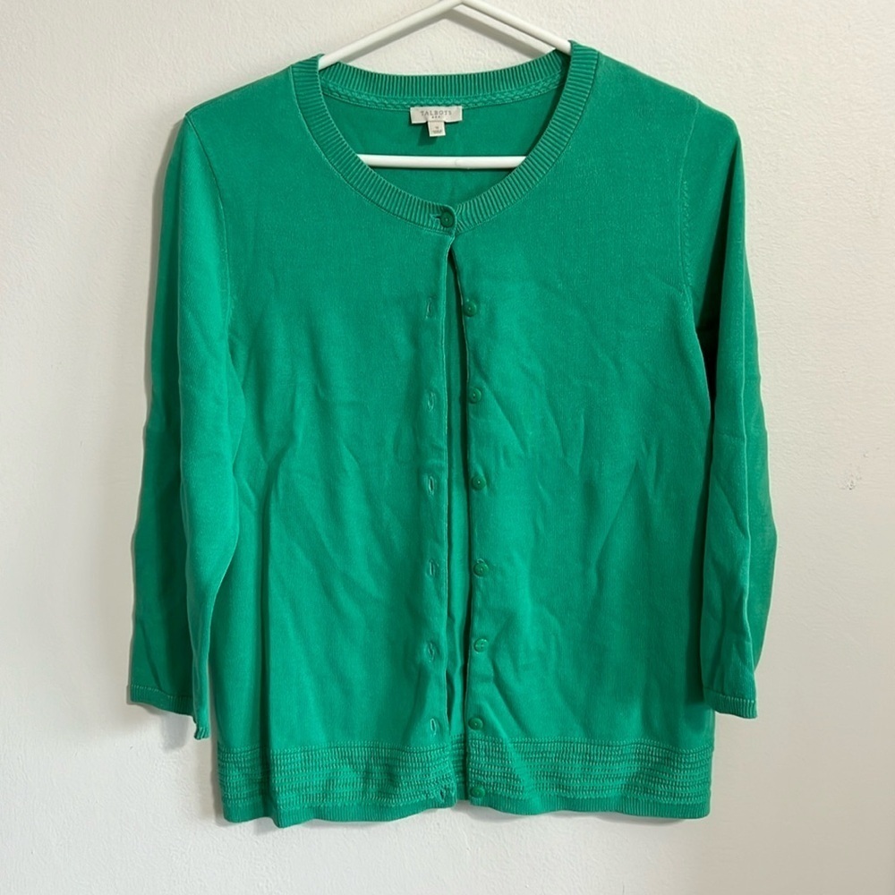 Talbots green cardigan size small